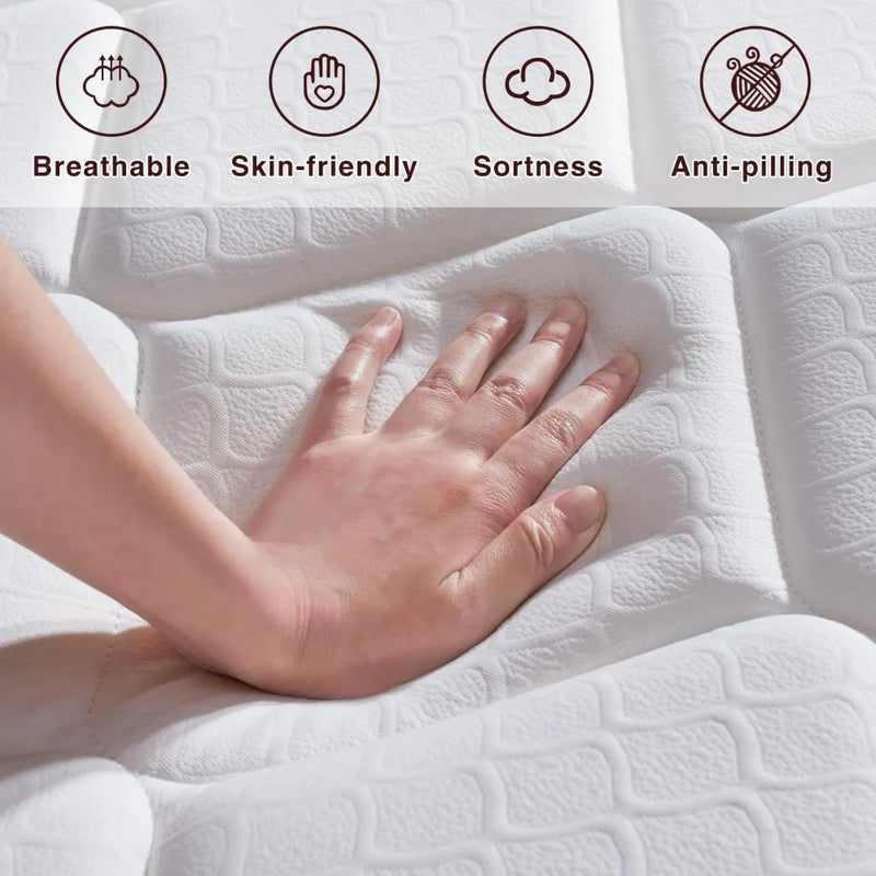 12-Inch King Hybrid Mattress with Memory Foam & Pocket Springs-Bedroom-Krewe Home Interiors