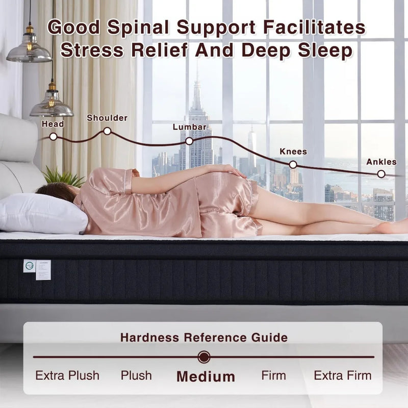 12-Inch King Hybrid Mattress with Memory Foam & Pocket Springs-Bedroom-Krewe Home Interiors