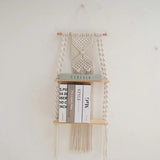 2 Tier Macrame Wall Shelf – Boho Floating Wood Design-Home decor-Krewe Home Interiors