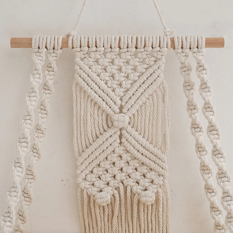 2 Tier Macrame Wall Shelf – Boho Floating Wood Design-Home decor-Krewe Home Interiors