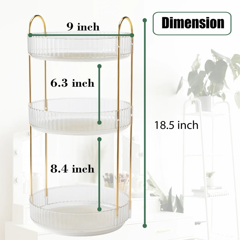 3-Tier Rotating Makeup Organizer – Clear Vanity Storage-bathroom-Krewe Home Interiors