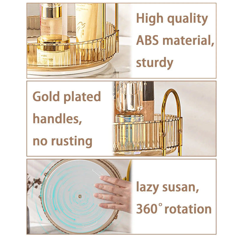 3-Tier Rotating Makeup Organizer – Clear Vanity Storage-bathroom-Krewe Home Interiors