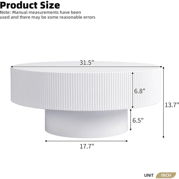 31.5" Fluted Drum Coffee Table – Modern Wave Design-Furniture-Krewe Home Interiors