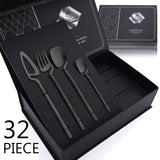 32-Piece Matte Black Cutlery Set – Service for 8-kitchen-Krewe Home Interiors