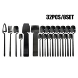 32-Piece Matte Black Cutlery Set – Service for 8-kitchen-Krewe Home Interiors