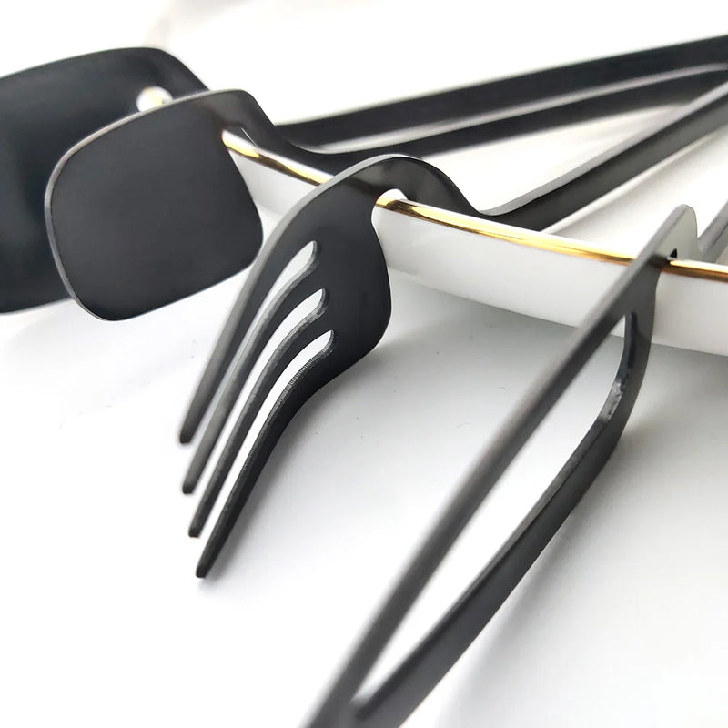 32-Piece Matte Black Cutlery Set – Service for 8-kitchen-Krewe Home Interiors