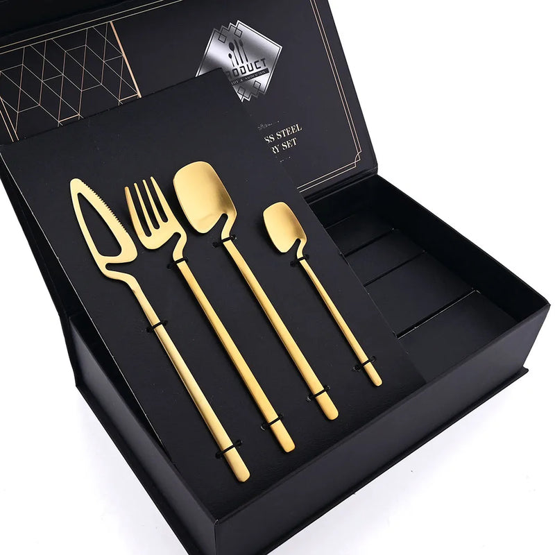 32-Piece Matte Black Cutlery Set – Service for 8-kitchen-Krewe Home Interiors