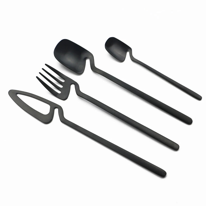 32-Piece Matte Black Cutlery Set – Service for 8-kitchen-Krewe Home Interiors