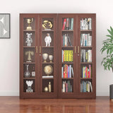 71" Glass Display Cabinet with Locking Doors – Metal Frame Bookcase-Furniture-Krewe Home Interiors