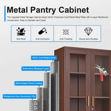 71" Glass Display Cabinet with Locking Doors – Metal Frame Bookcase-Furniture-Krewe Home Interiors