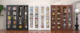 71" Glass Display Cabinet with Locking Doors – Metal Frame Bookcase-Furniture-Krewe Home Interiors