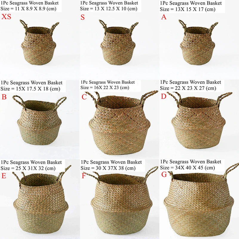 Seaweed Wicker Basket – Hanging Flower Pot & Storage Basket