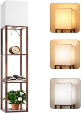 Floor Lamp with Shelf and 3-Color LED Bulb – 62" Modern Standing Light