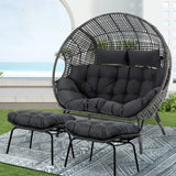 Oversized 2-Person Wicker Egg Chair with Ottoman – Indoor/Outdoor Lounge