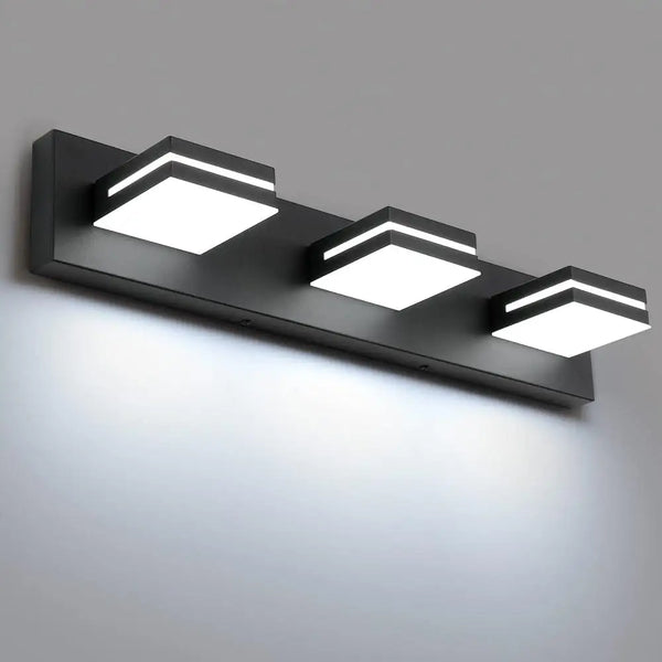 Modern 3-Light LED Bathroom Vanity Light – Matte Black, Waterproof & Energy Saving