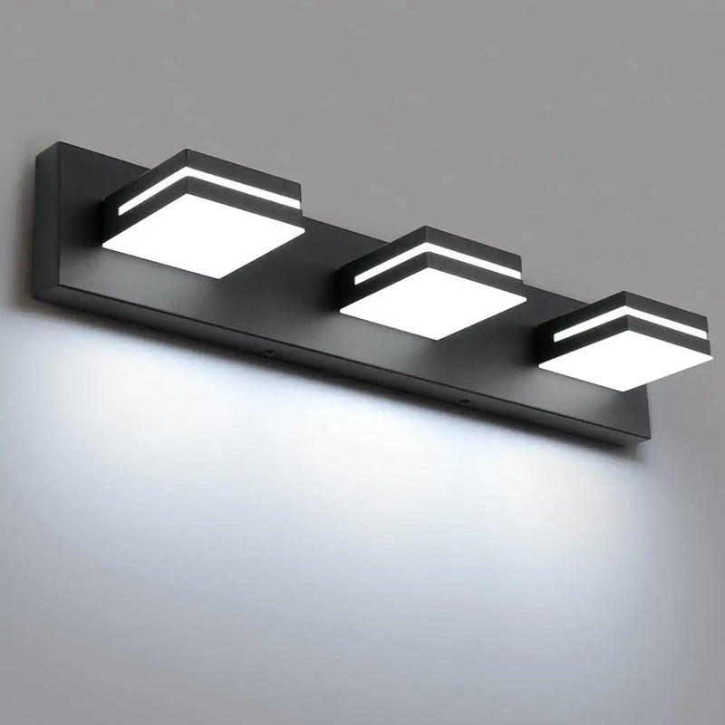 Modern 3-Light LED Bathroom Vanity Light – Matte Black, Waterproof & Energy Saving