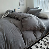 Solid Cotton Bedding Set with Duvet Cover, Pillowcases & Sheet, Multiple Sizes