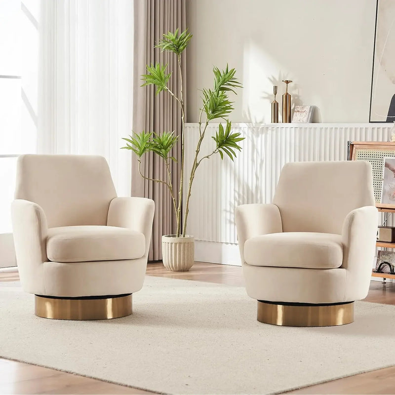 Swivel Bucket Chair Set of 2 – Velvet Upholstered, 360° Rotation, Modern Accent Armchair