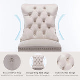 Beige Velvet Tufted Dining Chairs Set of 4 – Elegant & Modern