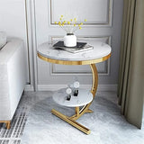 Luxury Marble End Table – Gold Round Coffee Table for Home Décor