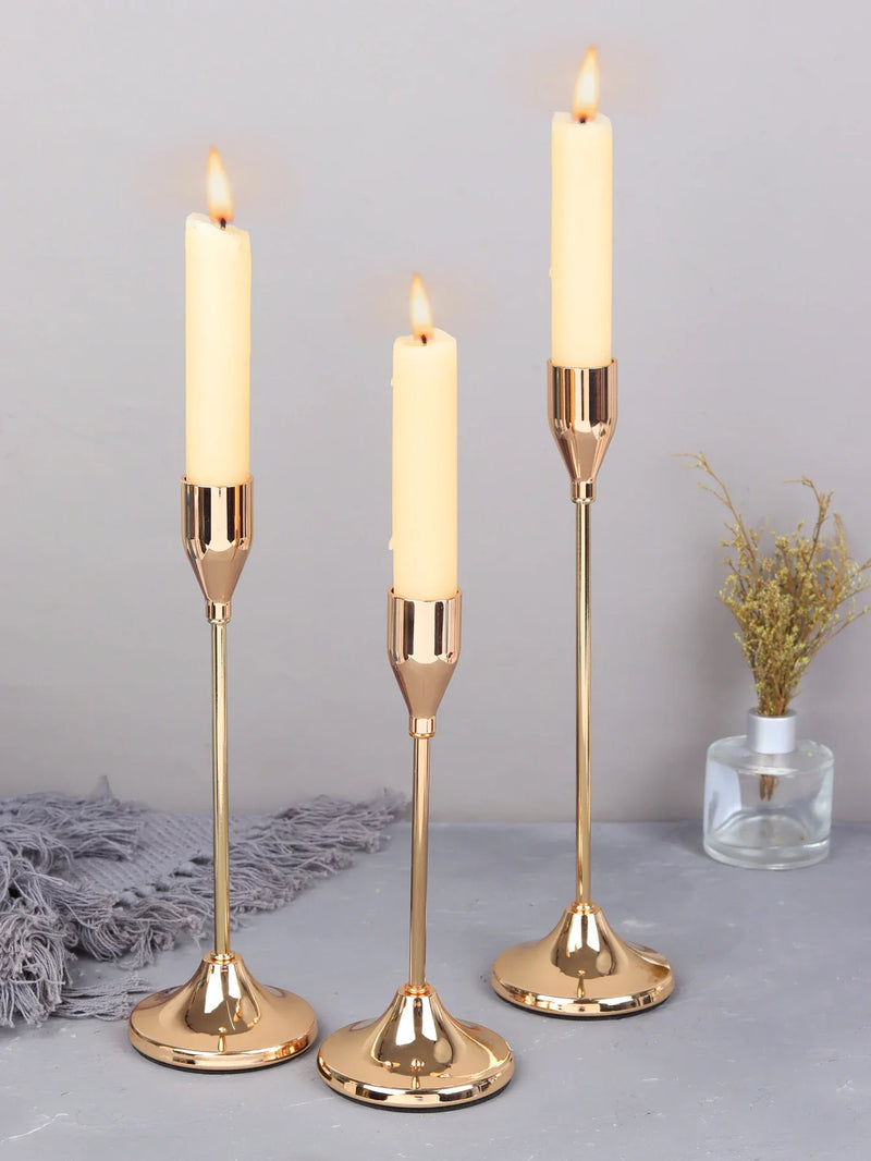 3Pcs European Style Metal Candle Holders – Wedding & Home Décor