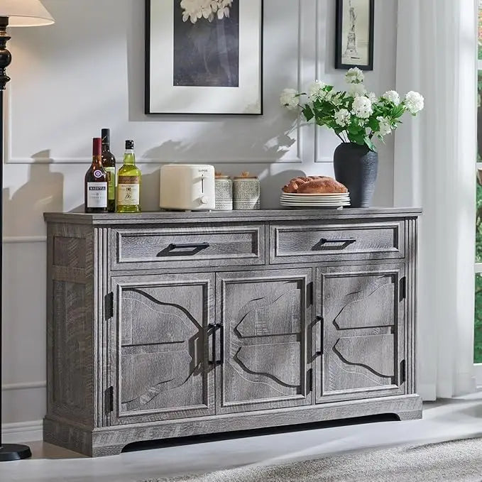 66" Large Buffet Sideboard Cabinet with 4 Doors and 3 Drawers, Buffet Table Coffee Bar Wine Bar Storage Cabinet