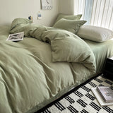 Solid Cotton Bedding Set with Duvet Cover, Pillowcases & Sheet, Multiple Sizes