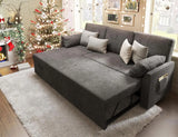 Sleeper Sofa Bed with Storage Chaise – Grey Linen