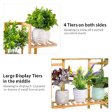 9-Tier Bamboo Plant Stand - Natural Wood Flower Shelf for Balcony & Living Room