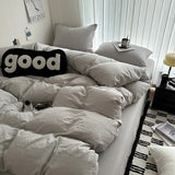 Solid Cotton Bedding Set with Duvet Cover, Pillowcases & Sheet, Multiple Sizes