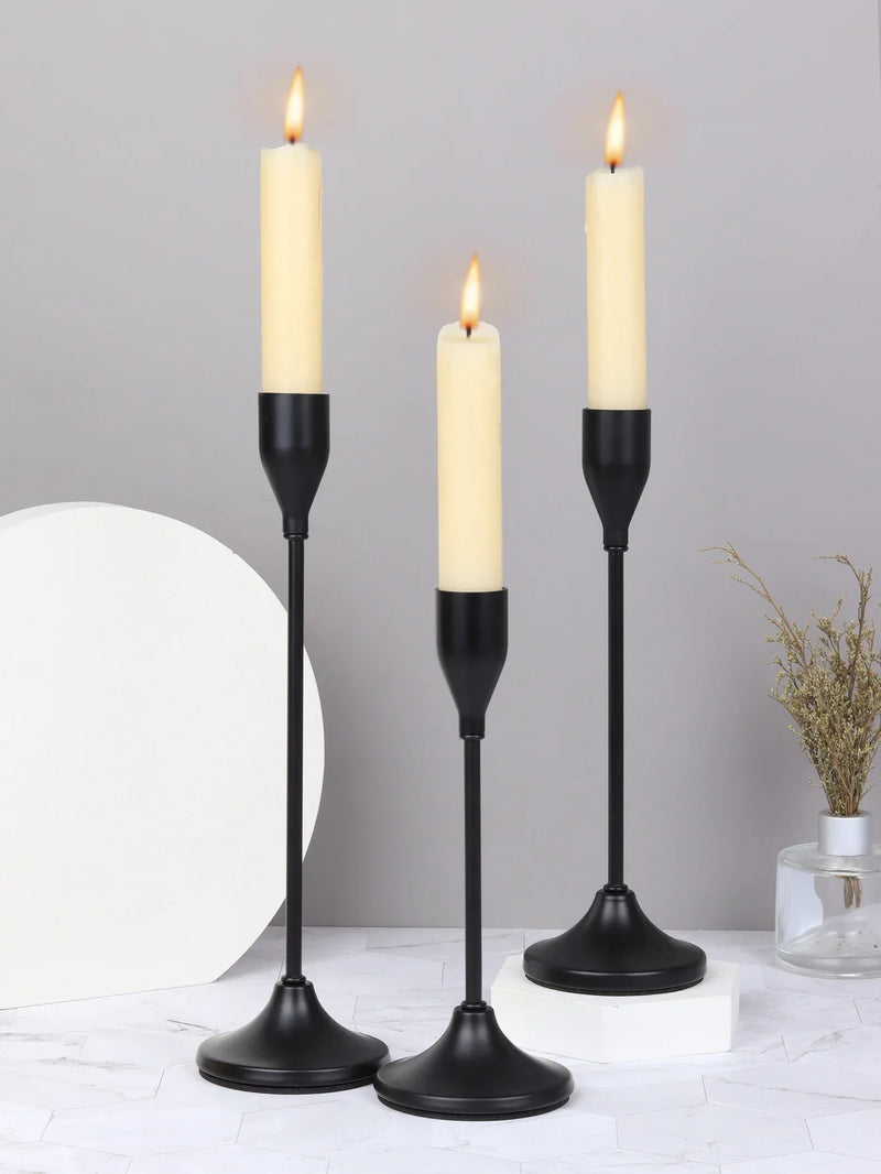 3Pcs European Style Metal Candle Holders – Wedding & Home Décor