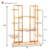 9-Tier Bamboo Plant Stand - Natural Wood Flower Shelf for Balcony & Living Room