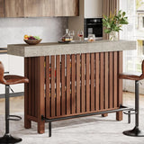 63-Inch 2-Tier Home Bar Cabinet with Footrest – Modern Pub Table