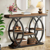 39.4" Industrial Console Table with 4-Tier Storage Shelves