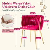 Velvet Dining Chairs Set of 2 – Tufted Accent Chairs with Gold Legs