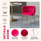 Velvet Dining Chairs Set of 2 – Tufted Accent Chairs with Gold Legs