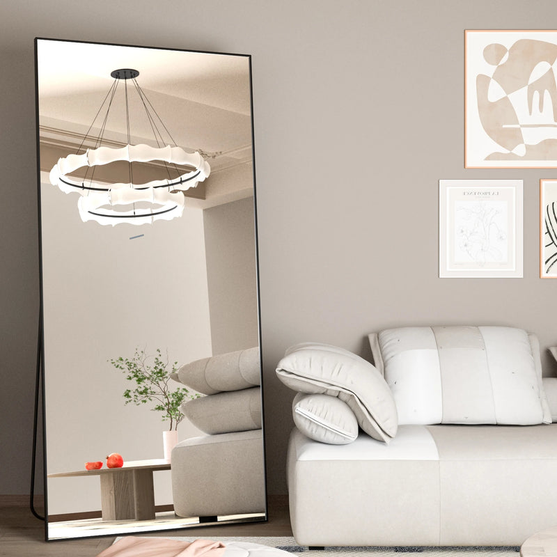 Krewe Home Interiors Full Length Mirror 65" x 24", Floor Standing Black Metal Frame