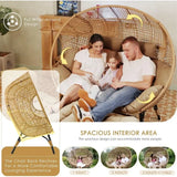 Oversized 2-Person Wicker Egg Chair with Ottoman – Indoor/Outdoor Lounge