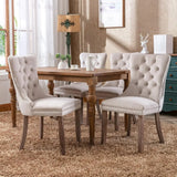 Beige Velvet Tufted Dining Chairs Set of 4 – Elegant & Modern