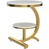 Luxury Marble End Table – Gold Round Coffee Table for Home Décor
