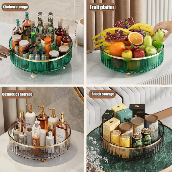 Round Rotating Plastic Bin for Kitchen & Pantry – Clear Storage Organizer