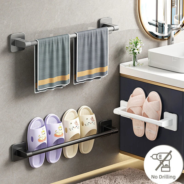 Wall-Mounted Towel Holder – Adhesive No Drill Towel Shelf for Bathroom