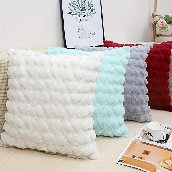 Modern Solid Color Love Plush Throw Pillow Cover for Sofa