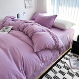 Solid Cotton Bedding Set with Duvet Cover, Pillowcases & Sheet, Multiple Sizes