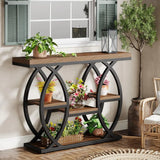 39.4" Industrial Console Table with 4-Tier Storage Shelves