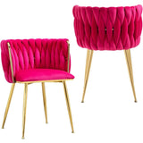 Velvet Dining Chairs Set of 2 – Tufted Accent Chairs with Gold Legs
