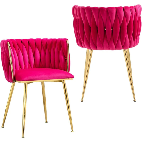 Velvet Dining Chairs Set of 2 – Tufted Accent Chairs with Gold Legs
