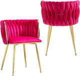 Velvet Dining Chairs Set of 2 – Tufted Accent Chairs with Gold Legs