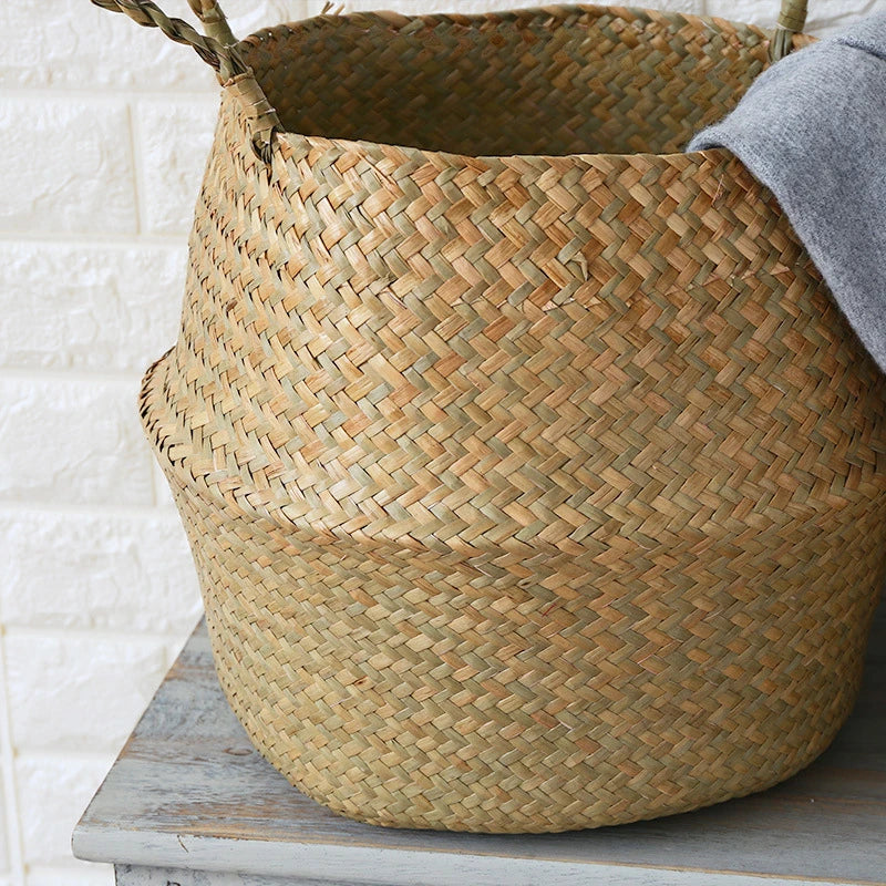 Seaweed Wicker Basket – Hanging Flower Pot & Storage Basket
