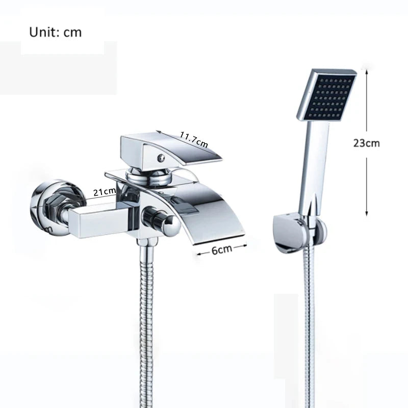 Modern Bathroom Tub Faucet With Shower - Wall Mounted
